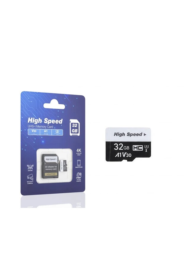 بطاقة ذاكرة مايكرو إس دي إتش سي 32 جيجابايت U3 V30 A1 فئة 10 مع محول HS32GB