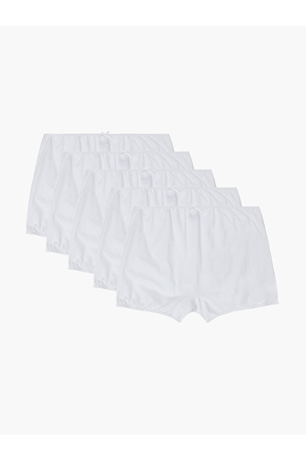 Girls Pack of 5 - White Cotton Blend Boxer Briefs