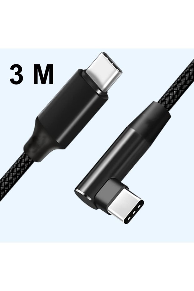 3M Nylon Braided 1/2/3M Cable 60W Type C To Type C Data Cord Fast Charging 90 Degree Angle Charger W