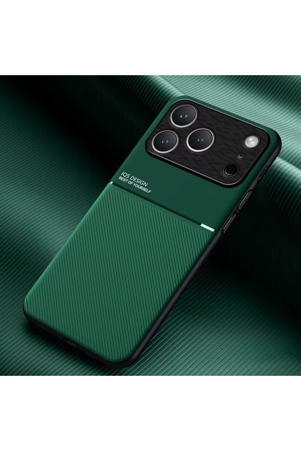 iPhone17 Pro Max Green Business PU Leather Phone Case with Metal Plate for IPhone 17 Air 16 15 14 P