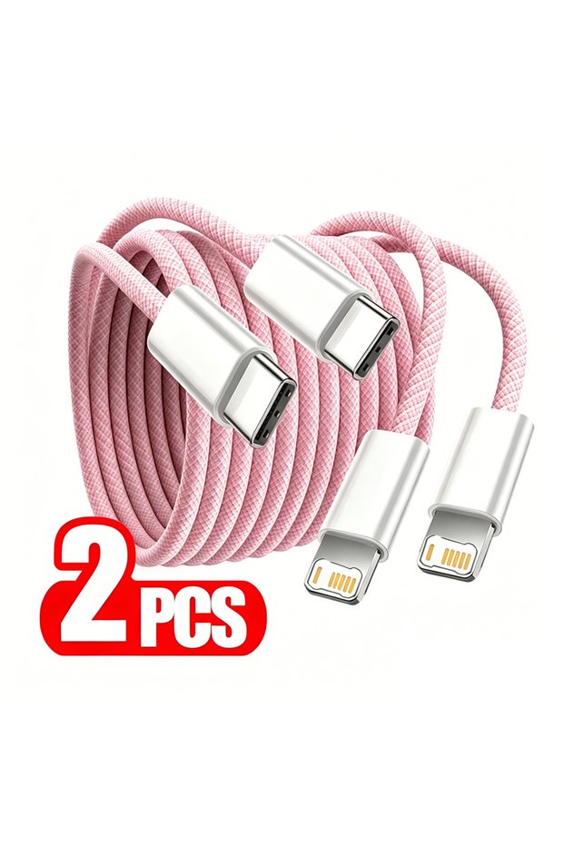 1m Pink 2PCS PD 35W Fast Charge Braided Cable For iPhone 13 14 Pro Max 11 12 mini X XR XS Max 7 8 Pl