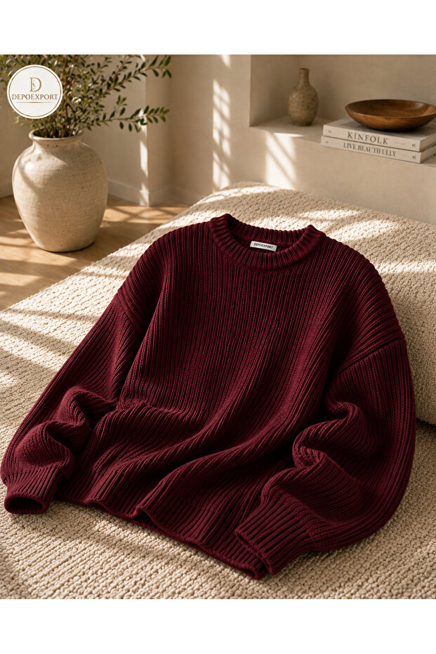 Women's Premium Oversize Soft Crew Neck Knitwear Sweater