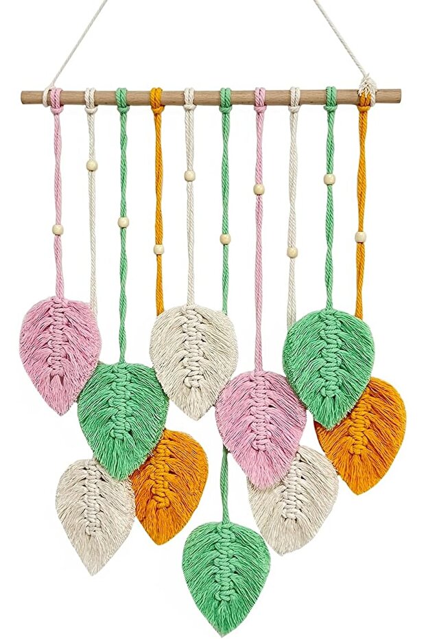 Wall Hanging Decor Leaves Bohemian Tapestry Nature Woven Handmade Macrame Leaf Chic Wall Decor Boho