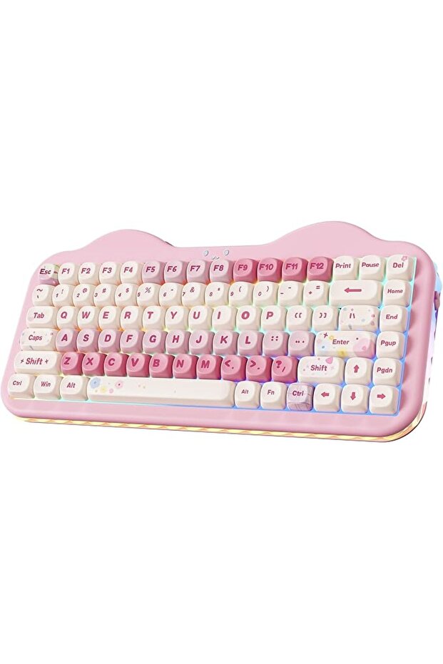 C75 Cute 75% Wireless Mechanical Keyboard(Beige, Candy Switch) | Creamy Cake Keyboard, BT5.0/