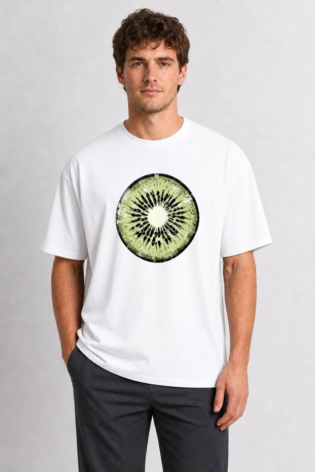 Macro Kiwi Cross-Section T-Shirt - White