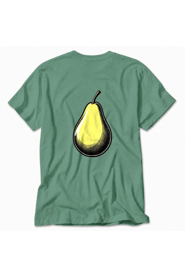 Unisex Digital Pear Shape Graphic Print T-Shirt - Green