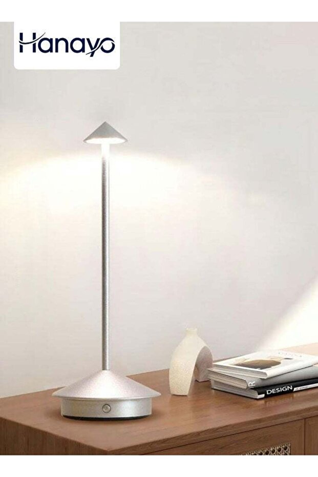 مصباح طاولة LED قابل لإعادة الشحن، إضاءة ليلية بسيطة من الألومنيوم على شكل فطر، مصباح طاولة للمطاعم