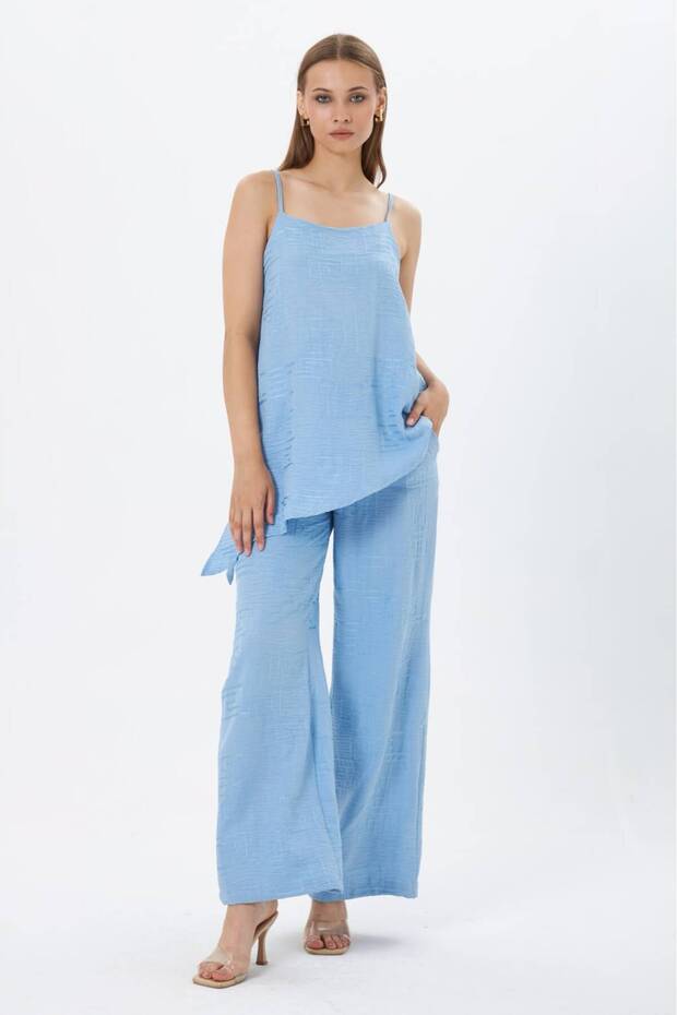 Brode Fabric Suit with Straps and Pants