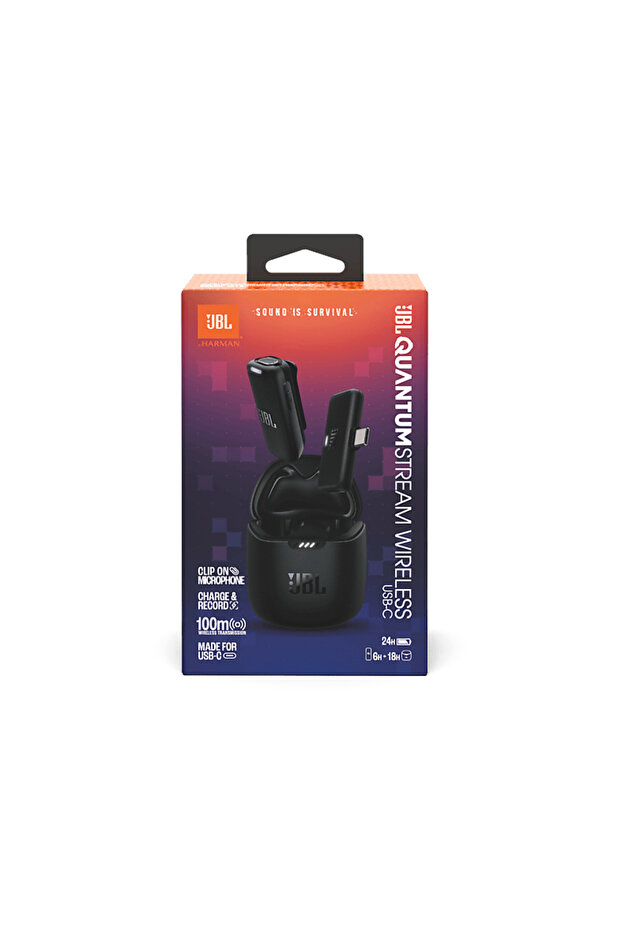 Quantum Stream Wireless USB-C Yaka Mikrofonu Siyah