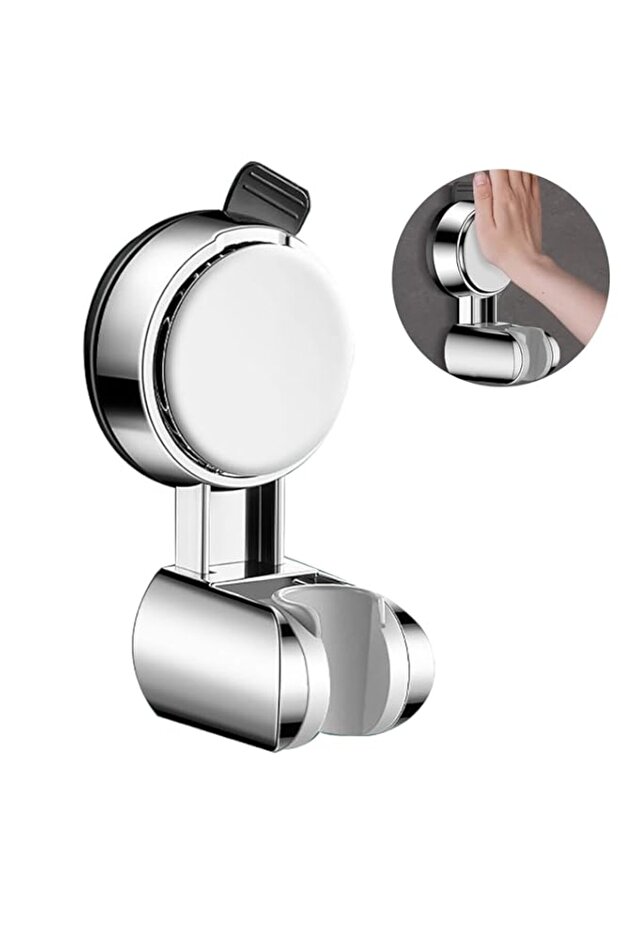 Portable Shower Head Holder, Strong Suction Cup No Drilling, Adjustable 70° Angle, 360° Rotatable, Waterproof Handheld Bracket for Bathroom, RV, Kids, Silver