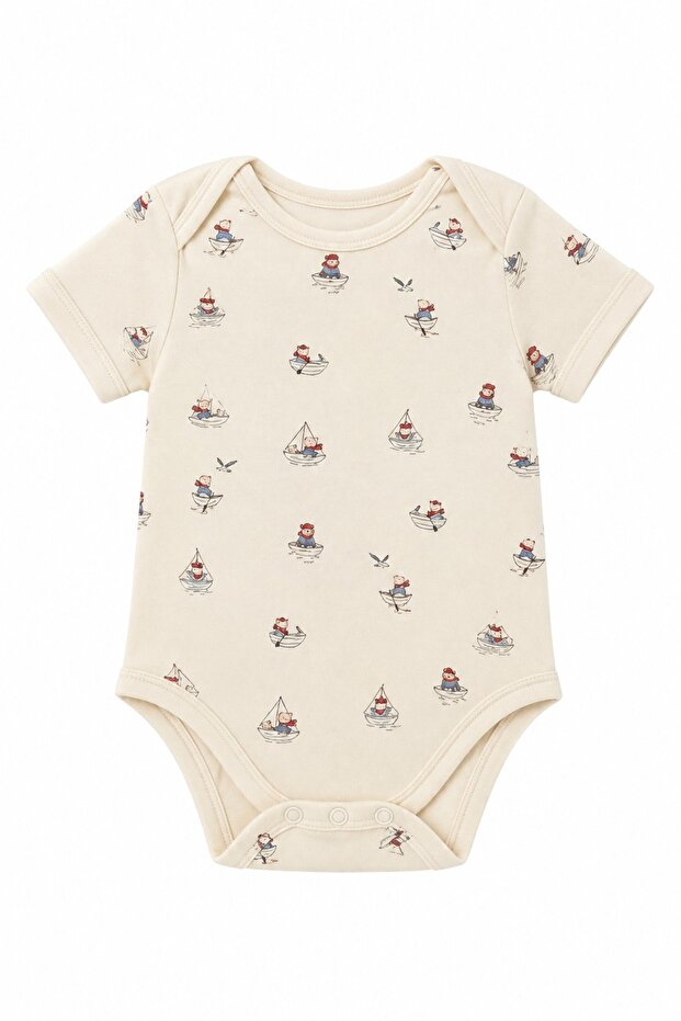 Baby Krooboy Organic Theme Short Sleeve Baby Bodysuit 14008