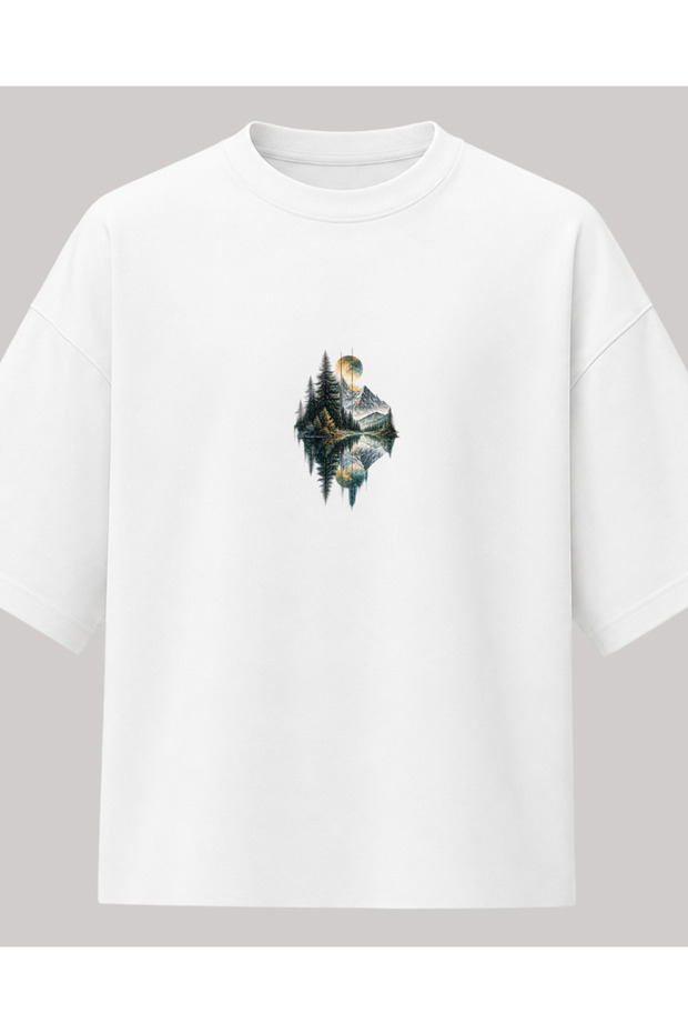 Wild Reflection Oversize T-Shirt – Mountain and Forest Print