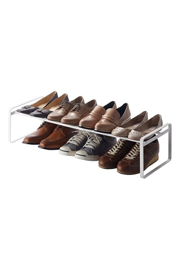 Yamazaki Home Adjustable Shoe Rack-Spacesaving Storage Solution, One Size, White