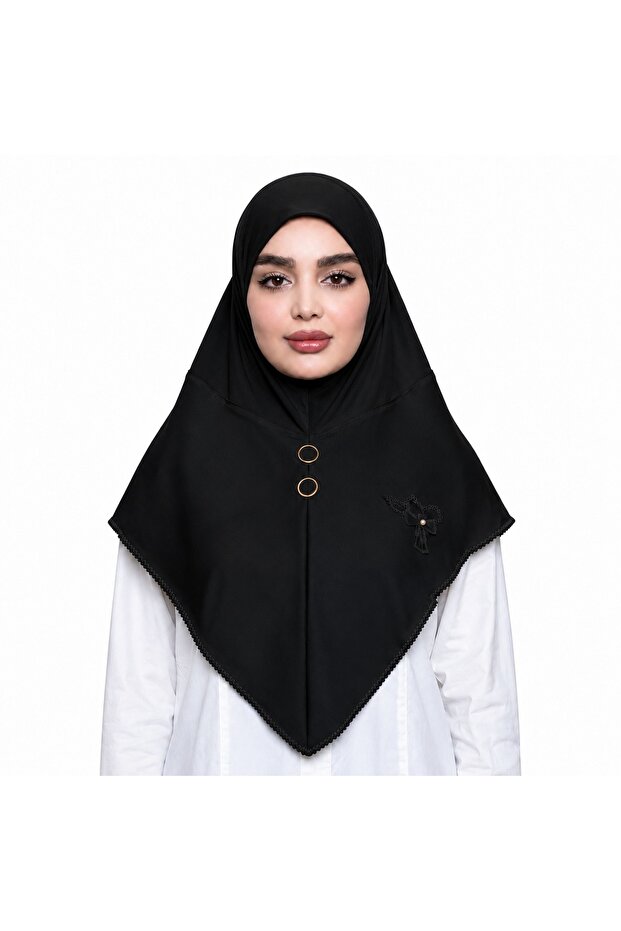 Women Hijab with Front Button Detail, Elegant Draped Muslim Headscarf, Modest Islamic Head Covering