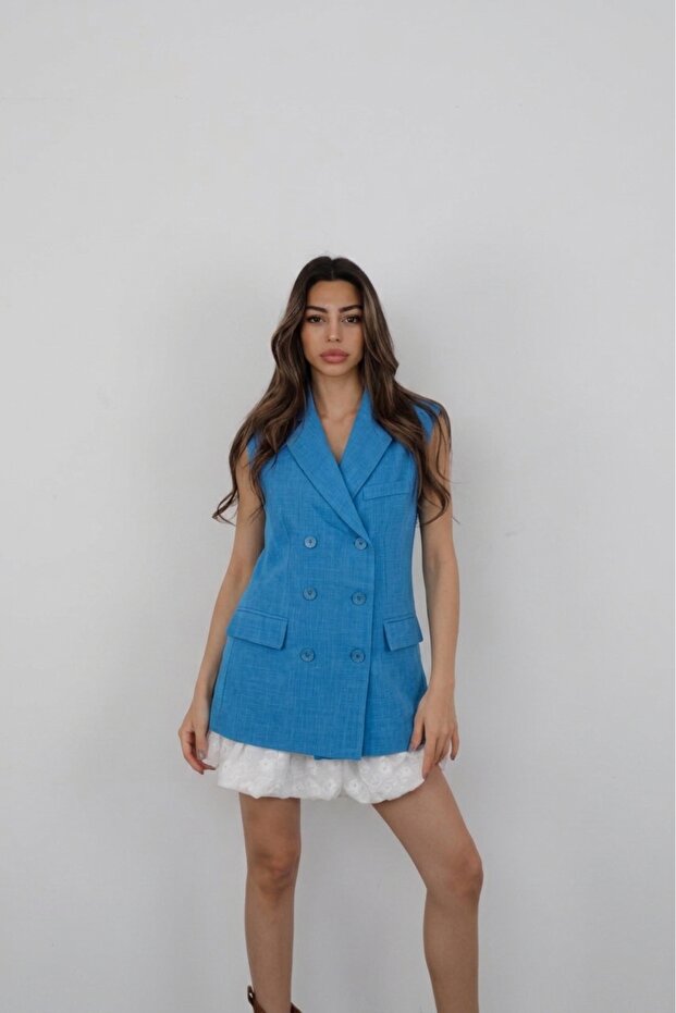 Women's Luna Double-Breasted Linen Vest