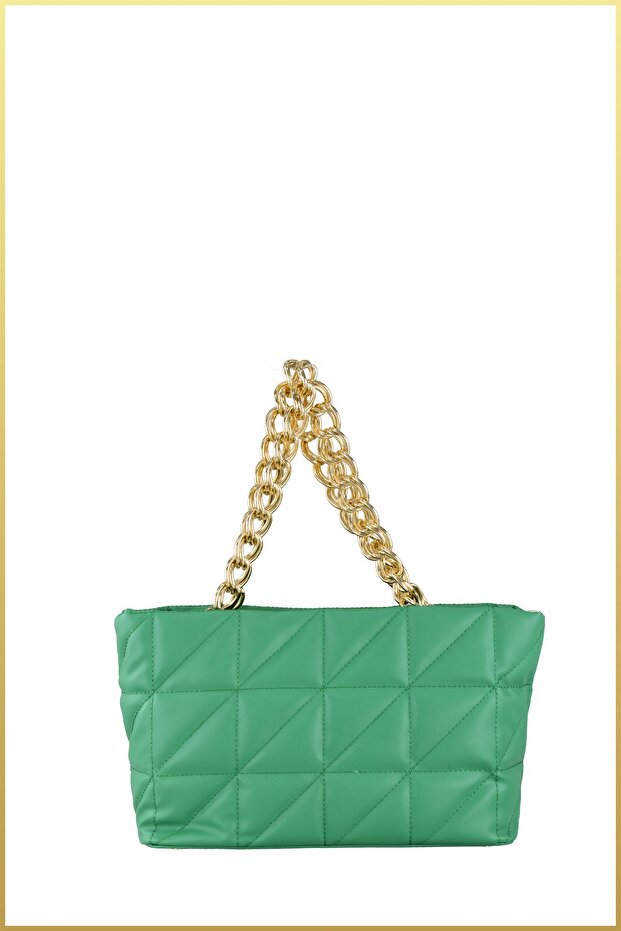 Pisa Women's Quilted Chain Strap Hand and Shoulder Bag - Green