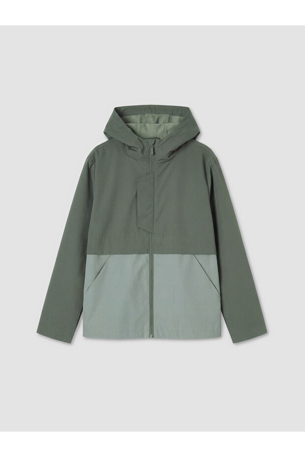 Color Blocked Hooded Boy's Coat