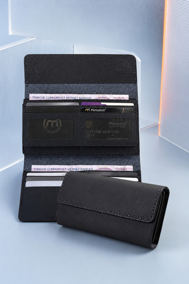 Women's 010 Genuine Leather Horizontal Premium Large Size Multi-Compartment Wallet with Plenty of Card Holders and Large Coin Compartment