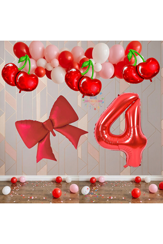 Istoch Cherry Themed Luxury Birthday Celebration Set Age-4