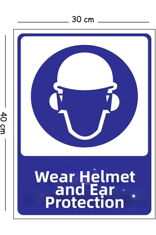 Metal Helmet and Headphones Warning Sign 30X40 cm A3 Warning Work Safety Sign