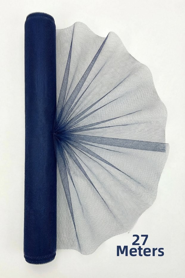 27 Meters Iranian Greek Tulle Navy Blue, Engagement Dowry Bundle Door Birthday Convoy Party Decoration, (Width 70cm)