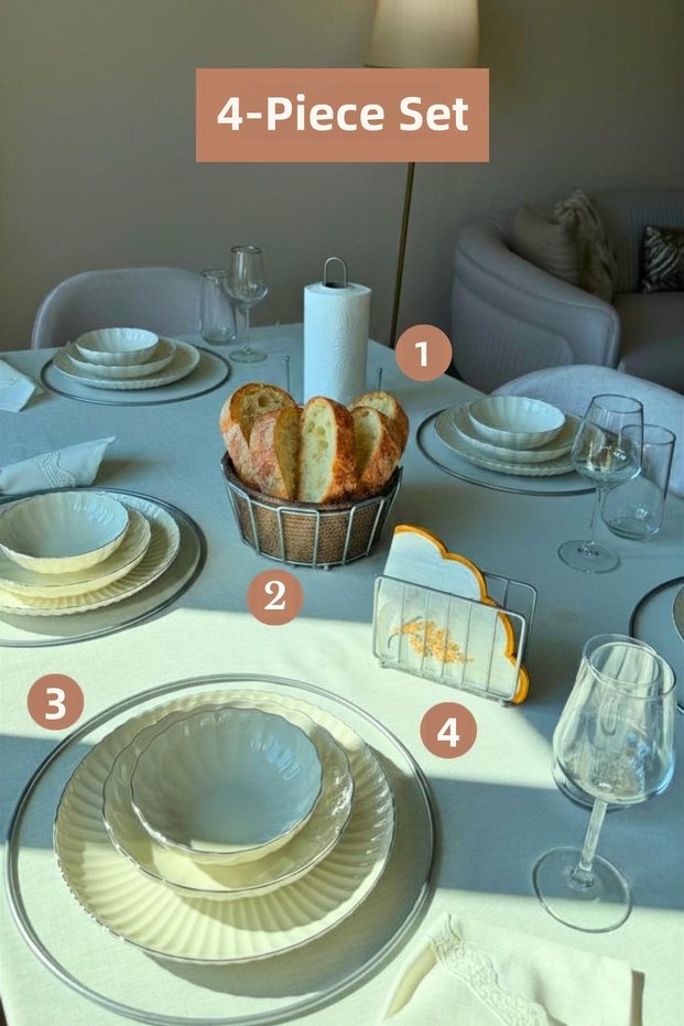 Set of 4 Matte Silver Cage Napkin Holder Upright Paper Towel Holder Misketli Supla Oval Corner Bread Basket Beige