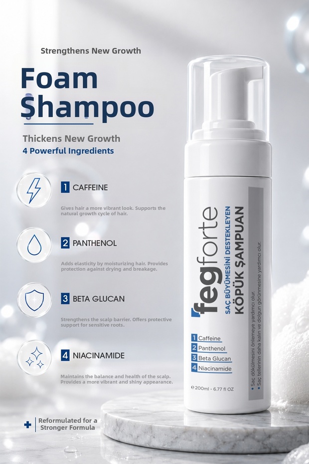 Feg Forte Foam Shampoo Promoting Hair Growth - 200ml