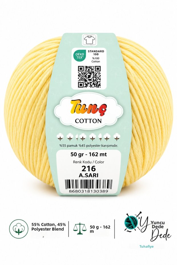 Cotton Amigurumi Punch Bag and Knitting Yarn 50 Gr 162 Meters 55% Cotton 45% Acrylic