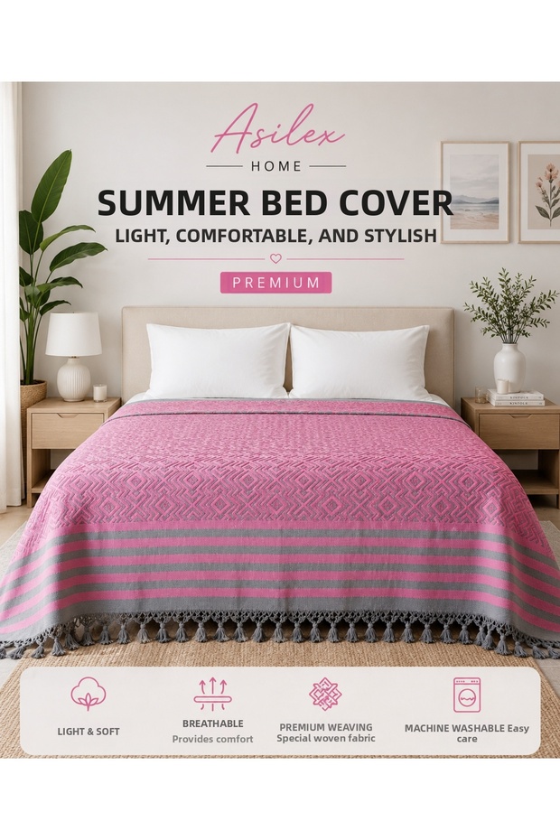 Double Woven Throw Blanket 200X250 cm Cotton Lightweight Premium Sofa Throw Tv Blanket Summer Bedspread