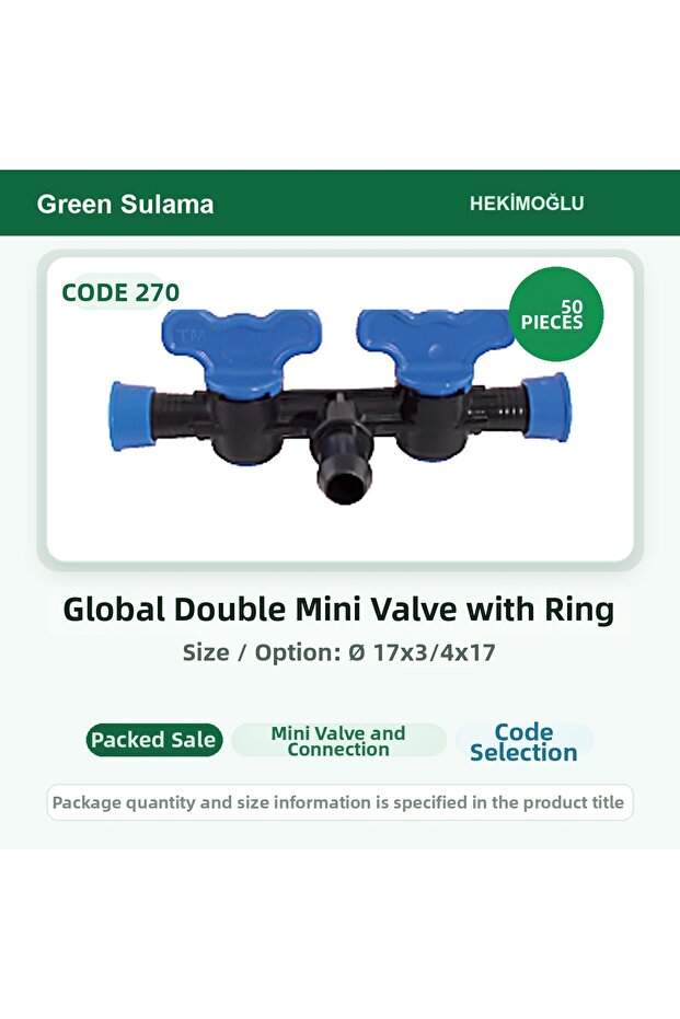 Spherical Double Mini Valve with Ring Ø 17X3/4X17 50 Pieces Package Code 270