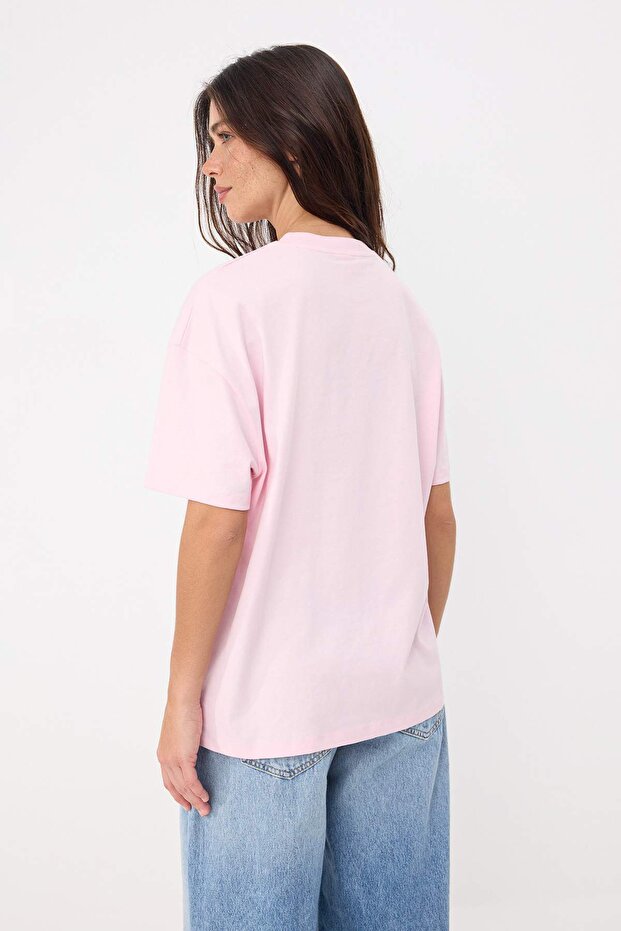 Açık Pembe Piglet Lisanslı Relaxed/Rahat Kalıp %100 Pamuk Örme T-Shirt TWOSS26TS00141 - 4