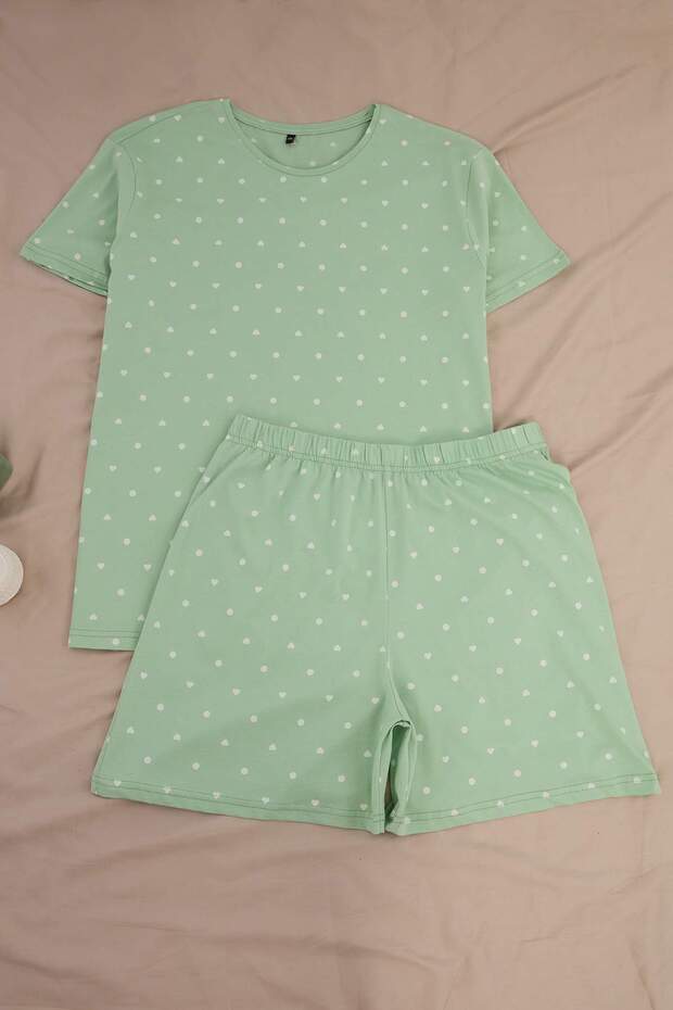Mint Kalp Desenli Örme Pijama Takımı TBBSS24AI00025 - 4