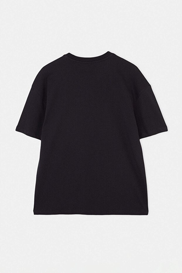Siyah Oversize Yengeç Nakışlı %100 Pamuk T-Shirt TMNSS26TS00047 - 6