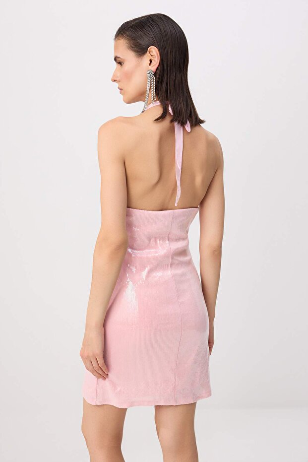 Pembe Payet Mini Astarlı Elbise TPRSS26EL00191 - 4