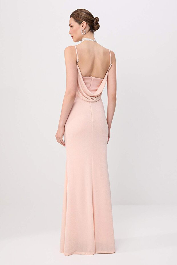 Pudra Simli Örme Maxi Abiye & Mezuniyet Elbisesi TPRSS26AE00152 - 5