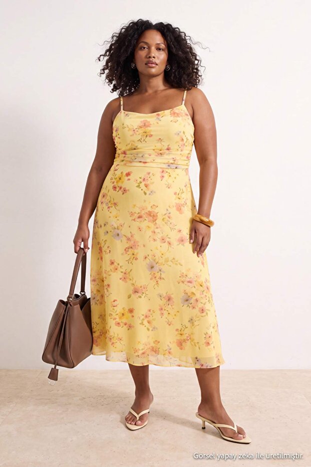 Çok Renkli Örme Büyük Beden Elbise TBBSS26AH00320