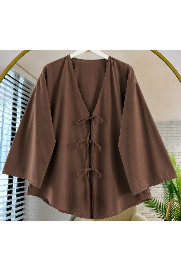 Tie Front Kimono Tunic Oversize