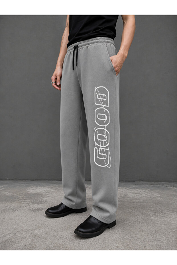 Unisex Good Metin Printed Baggy Cut Wide Leg Summer Tracksuit