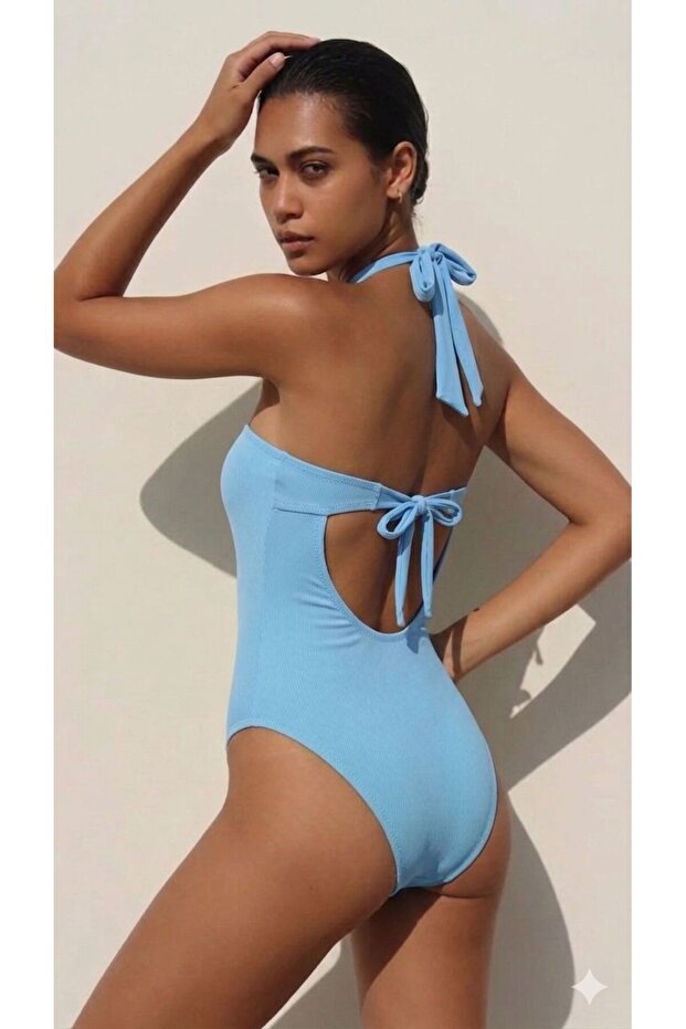Halter-Neck Swimsuit with Underwire - 2
