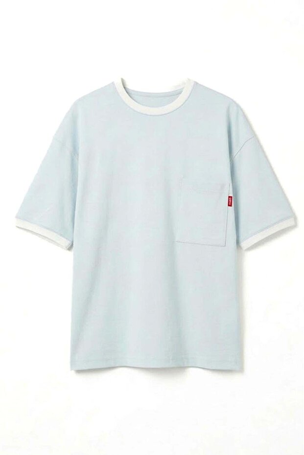Short Sleeve T-Shirt Oversized Pocketed Baby Blue