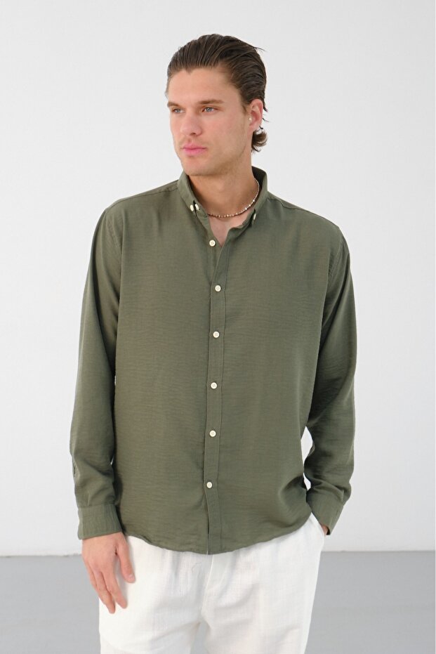 Men's Regular Fit Linen Look Shirt