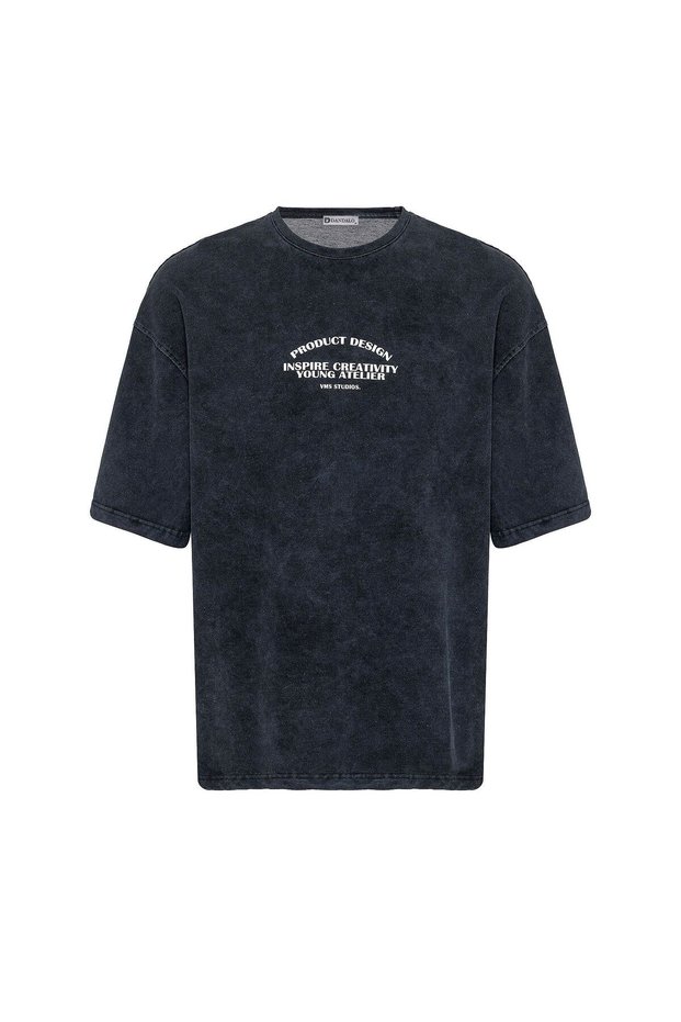 Washable Oversize T-Shirt with Pre-Washed Printed Text
