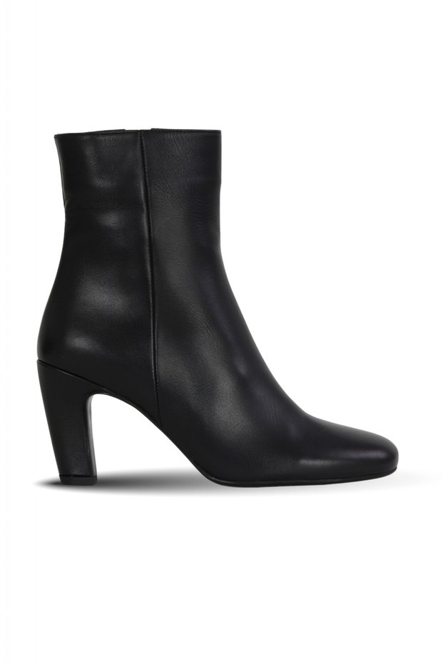 Black Leather Women's Heeled Boots 39Wb2998