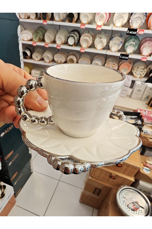 Cut Glassware Porcelain Shah Coffee Cup Set