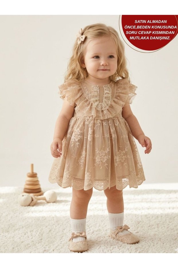 Yasemin 2 Lace Detailed Holiday Special Occasion Girl's Baby Dress