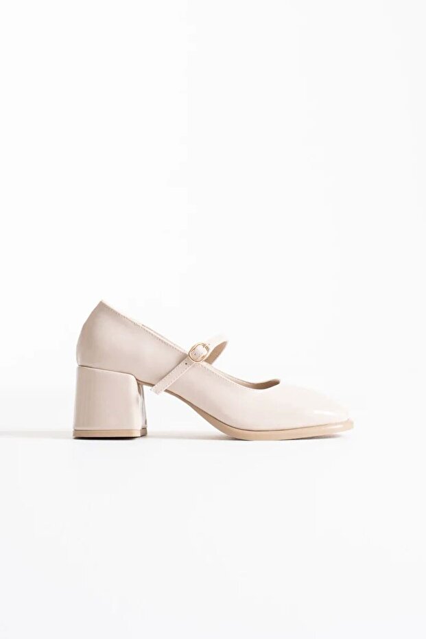 Beige leather women's high heeled shoe tr02ms02d