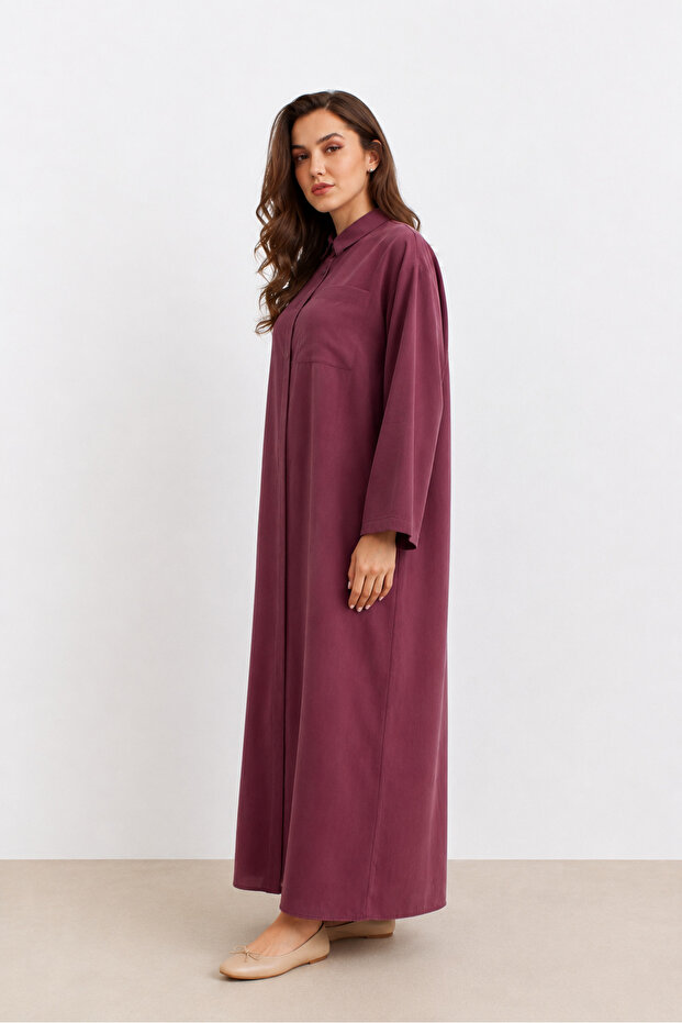 Long Dress with Pockets Plum