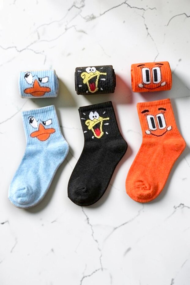 3 Pairs of Colorful Patterned Unisex Socks Cotton Soft Textured College Socks