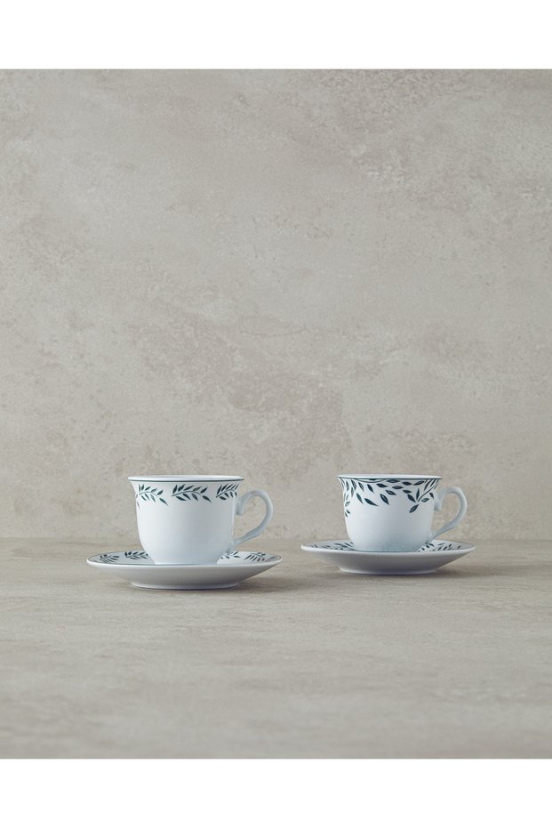 Blatt Porcelain Set of 2 Coffee Cups 80 Ml Green