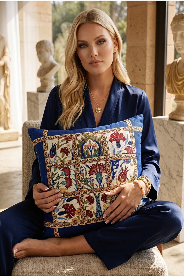 Jacquard Tapestry Panel Woven Tulip Decorative Throw Pillow / Pillowcase